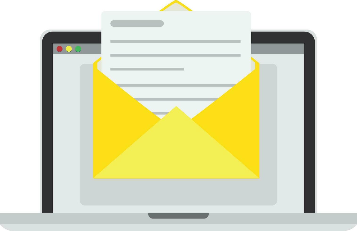 Laptop mit Briefumschlag und dokumentieren auf Bildschirm. Email, Email Symbol vektor