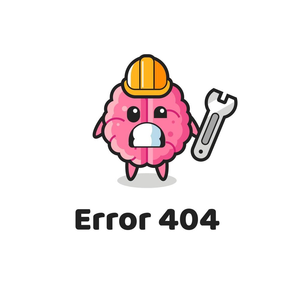 fel 404 med den söta hjärnans maskot vektor
