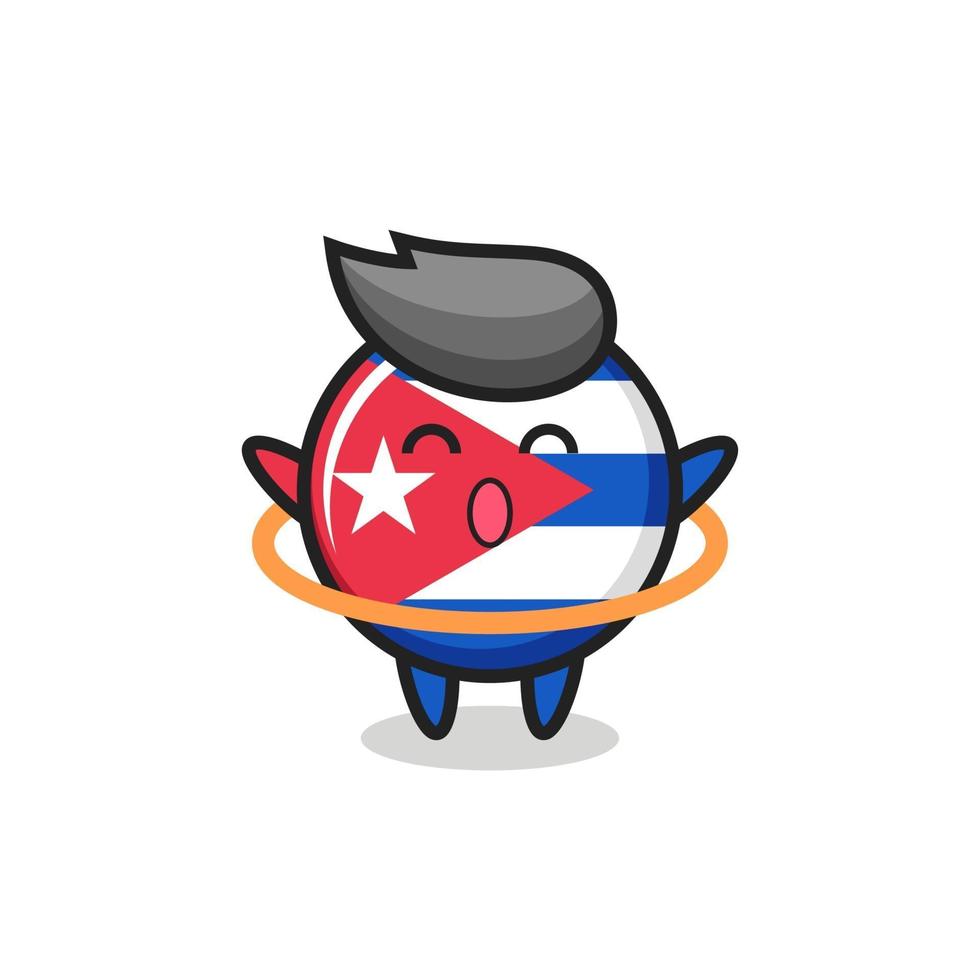 Der süße Kuba-Flaggen-Abzeichen-Cartoon spielt Hula-Hoop vektor