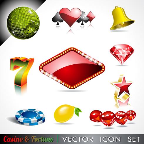 Vektor ikon samling på ett kasino och förmögenhet tema.