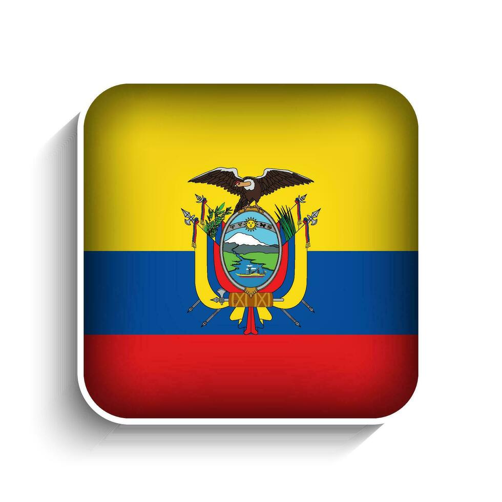 vektor fyrkant ecuador flagga ikon