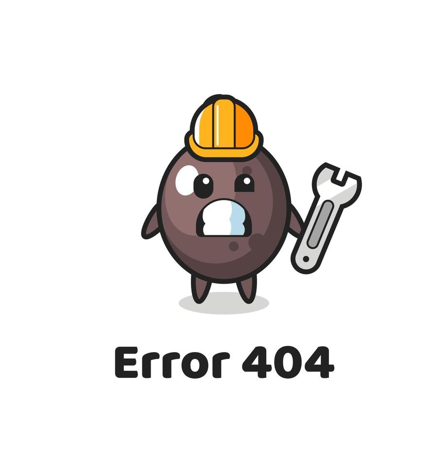 error 404 mit dem süßen schwarzen olivgrünen Maskottchen vektor