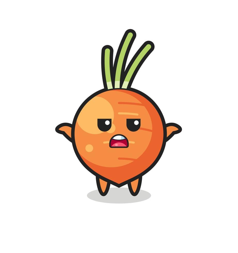 Karotten-Maskottchen-Charakter, der sagt, ich weiß es nicht vektor