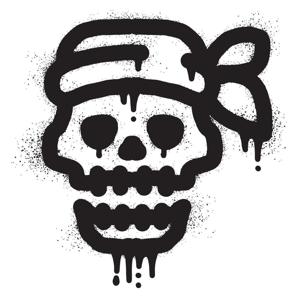Pirat Schädel Graffiti mit schwarz sprühen Farbe vektor