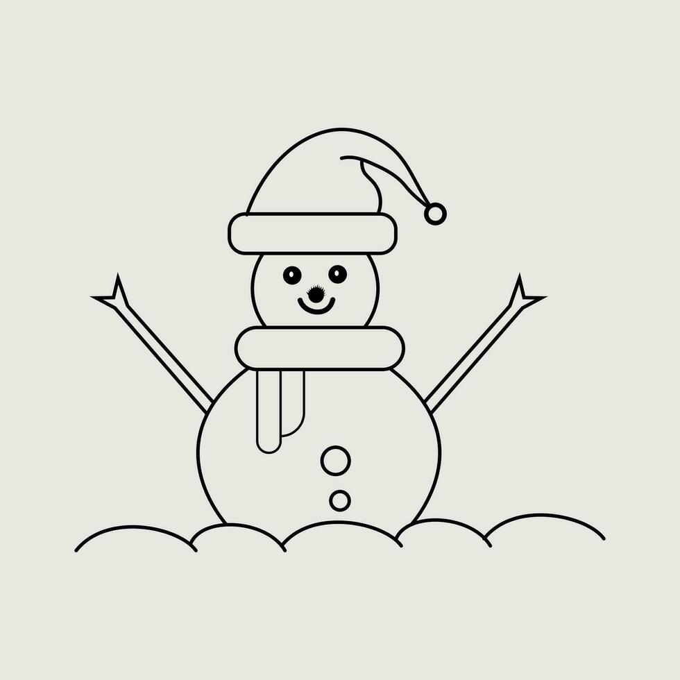 Schneemann Linie Kunst Stil Vektor Illustration, Weihnachten Element Design