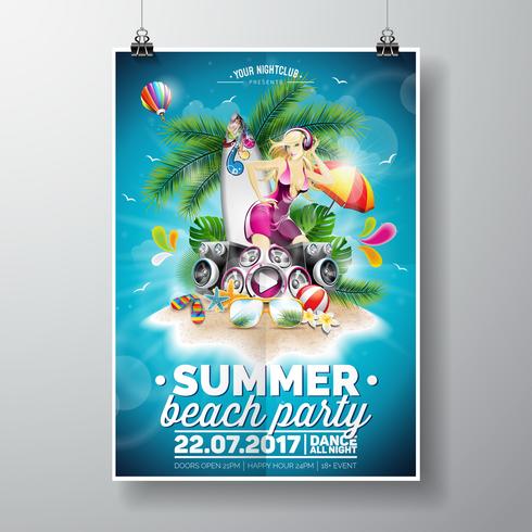 Vector Summer Beach Party Flygdesign med typografiska element