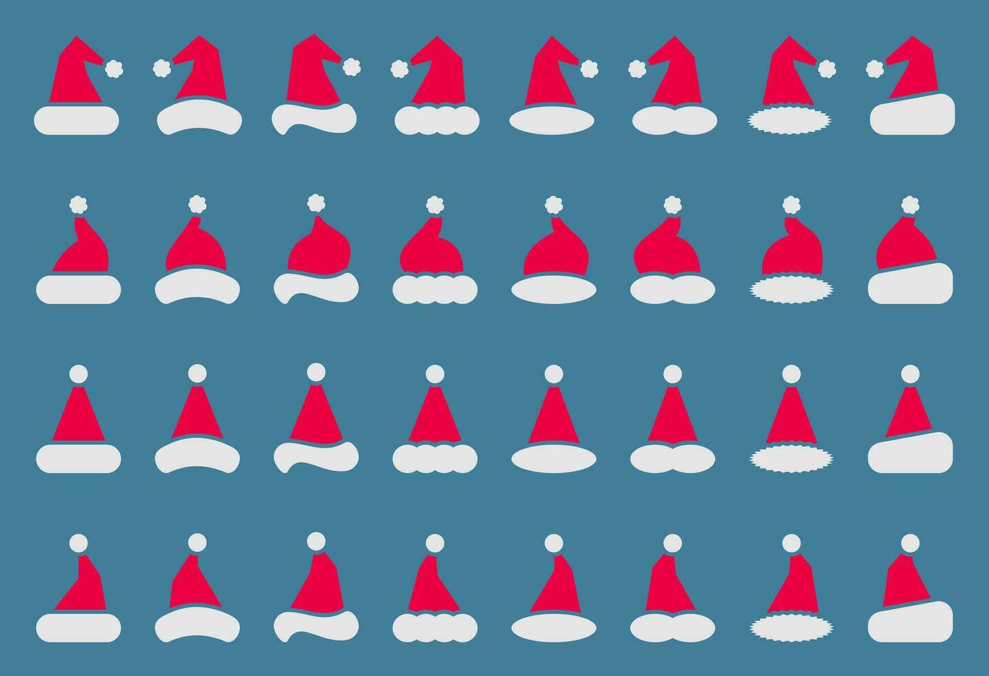 santa eller jul hatt ikon uppsättning. enkel vektor för jul Semester prydnad mönster sådan som hälsning kort, banderoller, flygblad, social media.