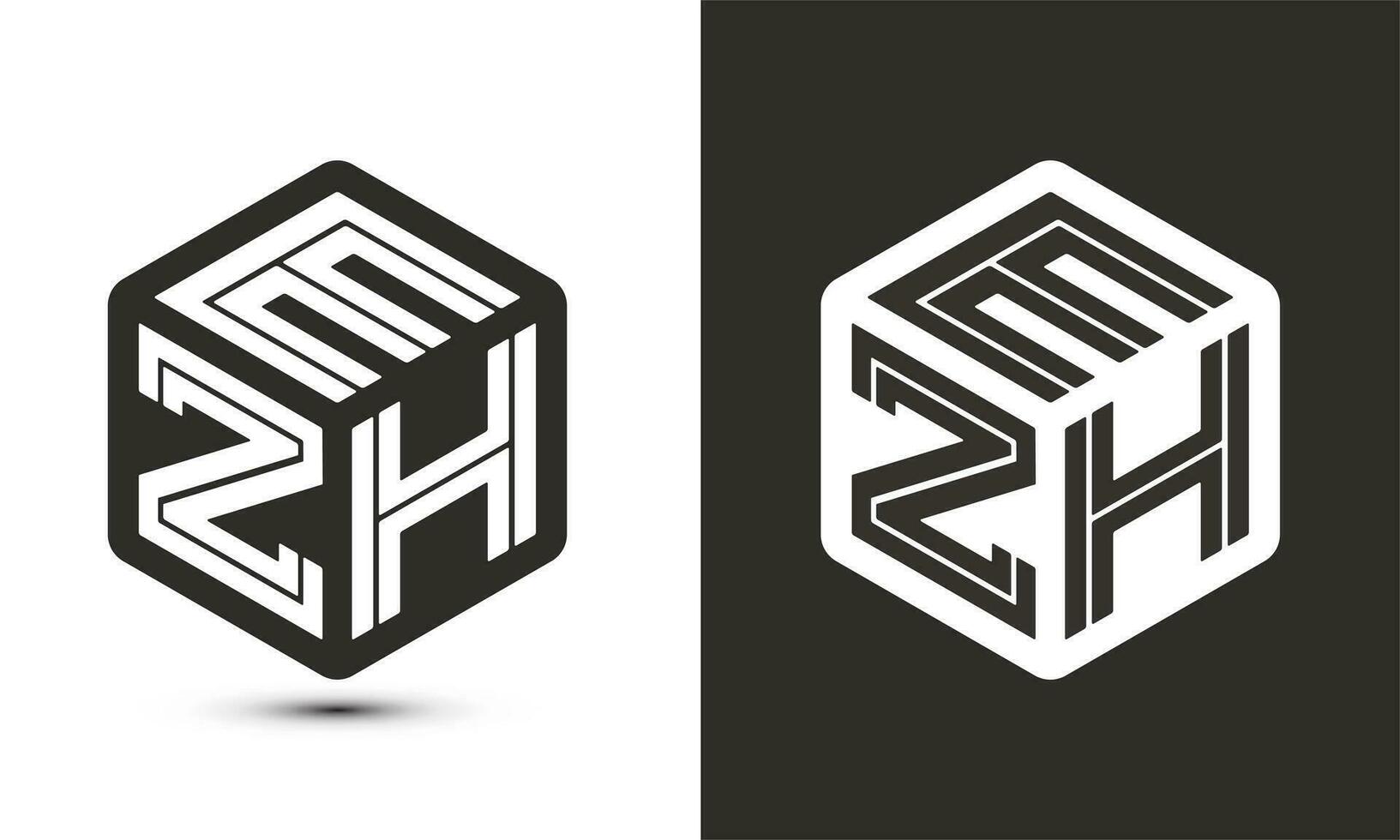 ezh Brief Logo Design mit Illustrator Würfel Logo, Vektor Logo modern Alphabet Schriftart Überlappung Stil.