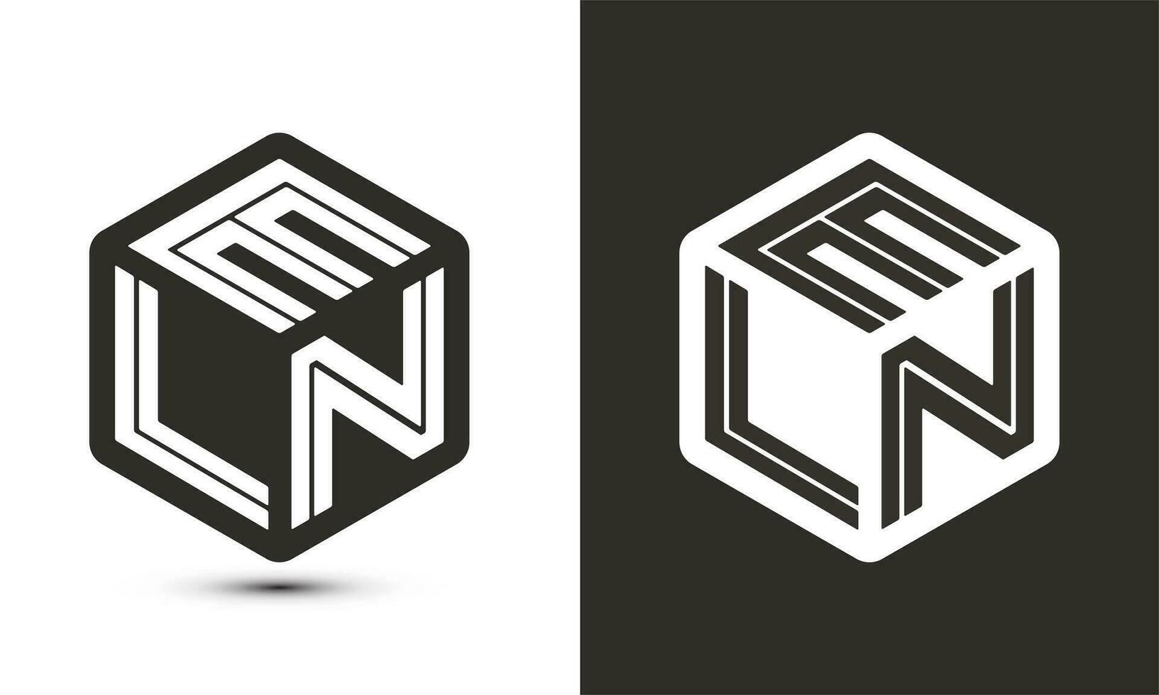 eln brev logotyp design med illustratör kub logotyp, vektor logotyp modern alfabet font överlappning stil.