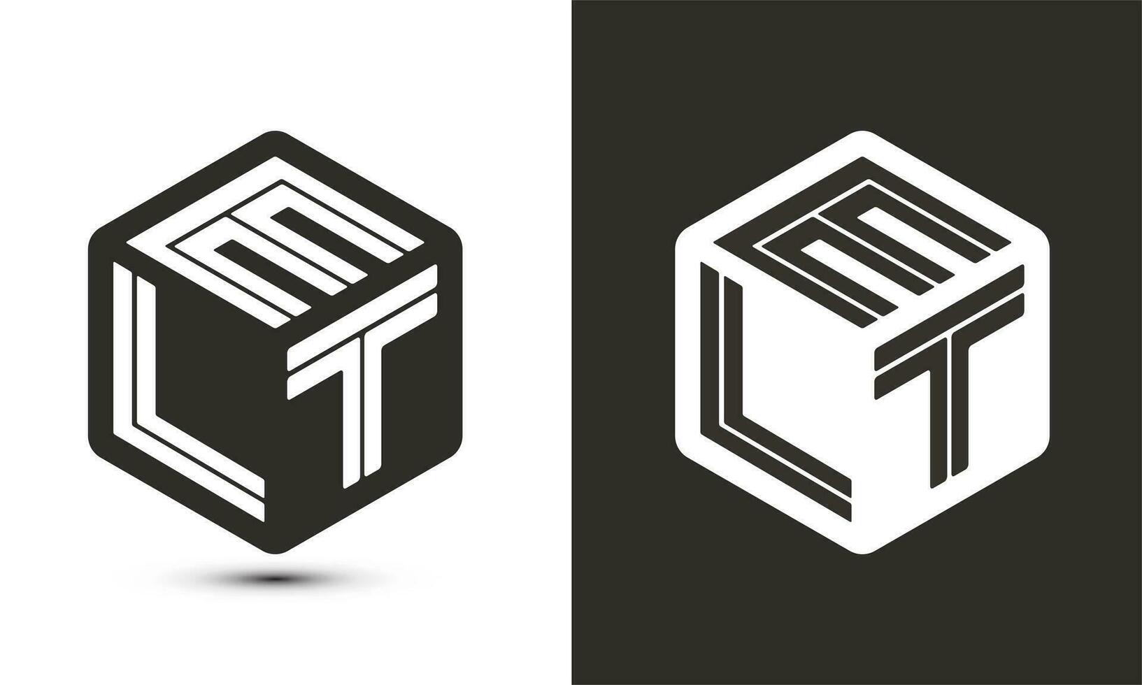 elt brev logotyp design med illustratör kub logotyp, vektor logotyp modern alfabet font överlappning stil.