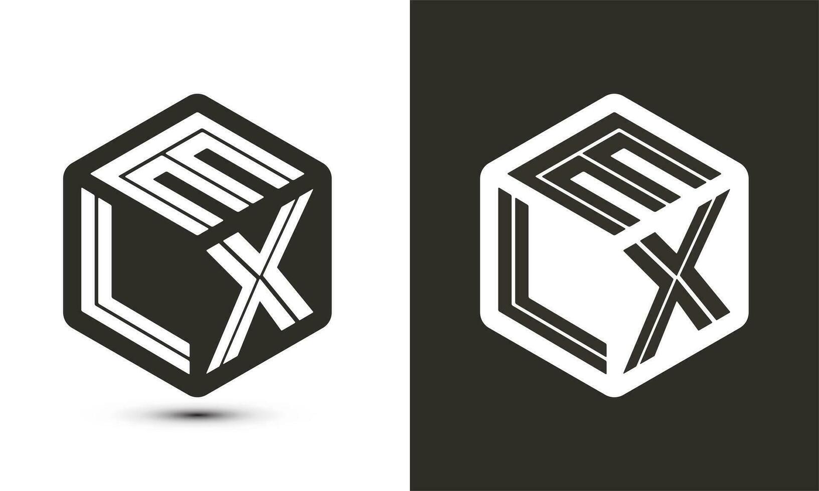 elx brev logotyp design med illustratör kub logotyp, vektor logotyp modern alfabet font överlappning stil.