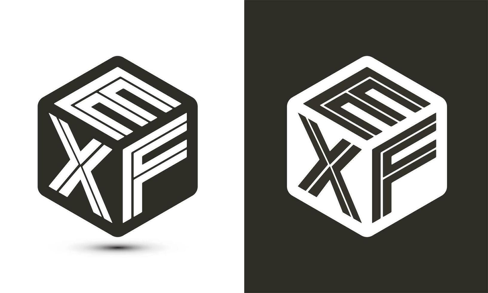 exf brev logotyp design med illustratör kub logotyp, vektor logotyp modern alfabet font överlappning stil.