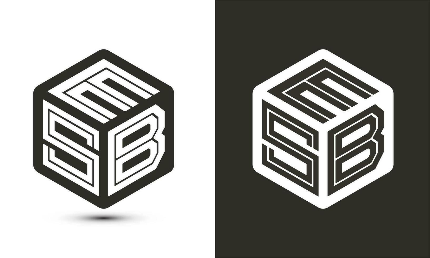 esb brev logotyp design med illustratör kub logotyp, vektor logotyp modern alfabet font överlappning stil.