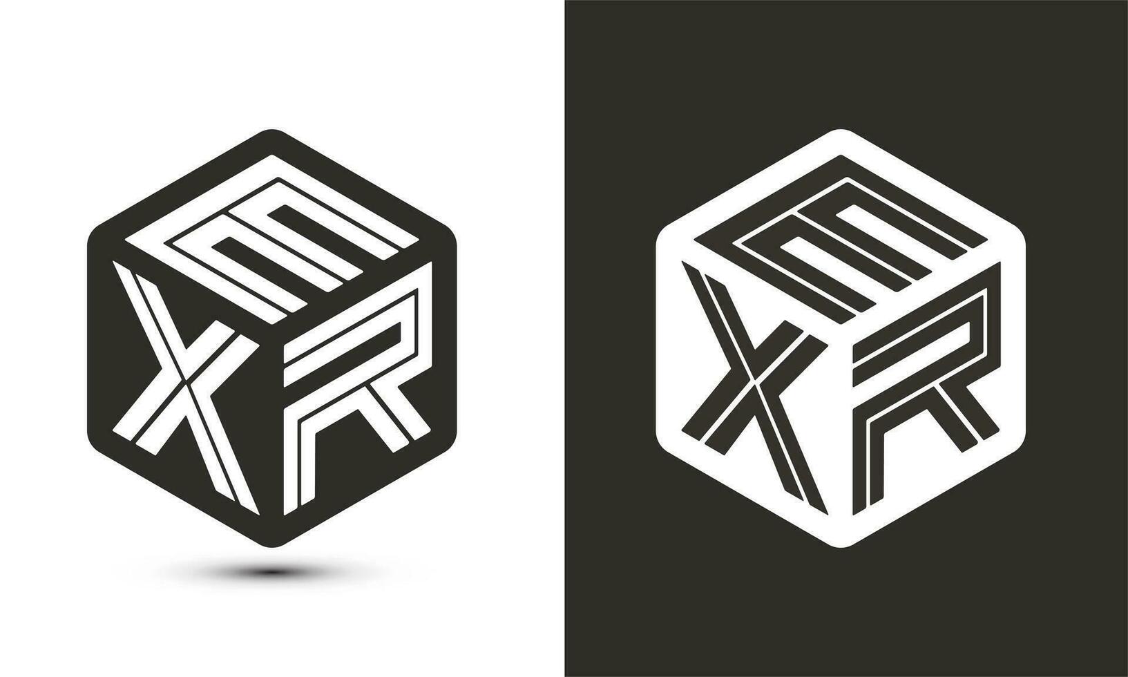 exr Brief Logo Design mit Illustrator Würfel Logo, Vektor Logo modern Alphabet Schriftart Überlappung Stil.