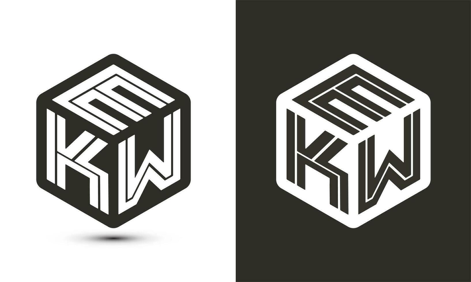 ekw Brief Logo Design mit Illustrator Würfel Logo, Vektor Logo modern Alphabet Schriftart Überlappung Stil.