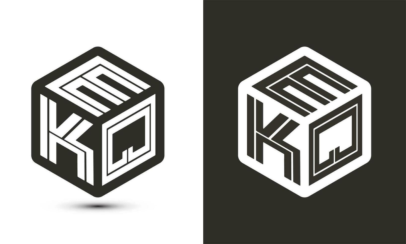 ekq Brief Logo Design mit Illustrator Würfel Logo, Vektor Logo modern Alphabet Schriftart Überlappung Stil.