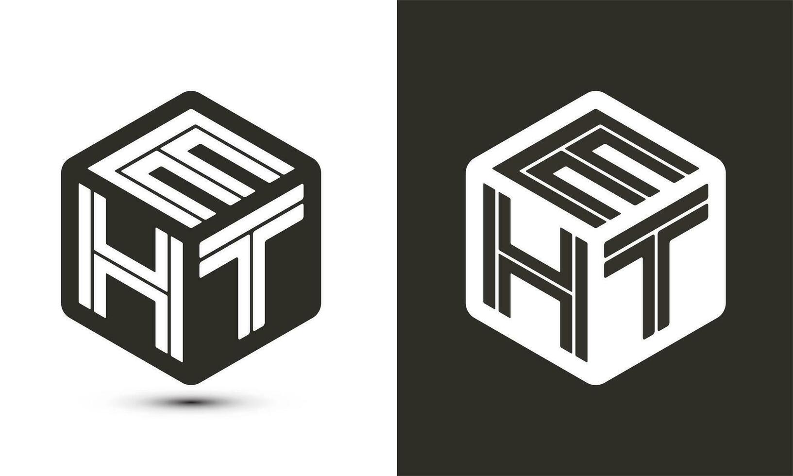eht brev logotyp design med illustratör kub logotyp, vektor logotyp modern alfabet font överlappning stil.