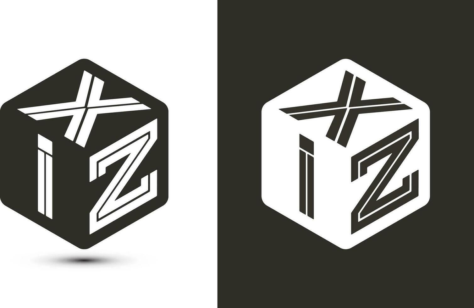 xiz brev logotyp design med illustratör kub logotyp, vektor logotyp modern alfabet font överlappning stil.