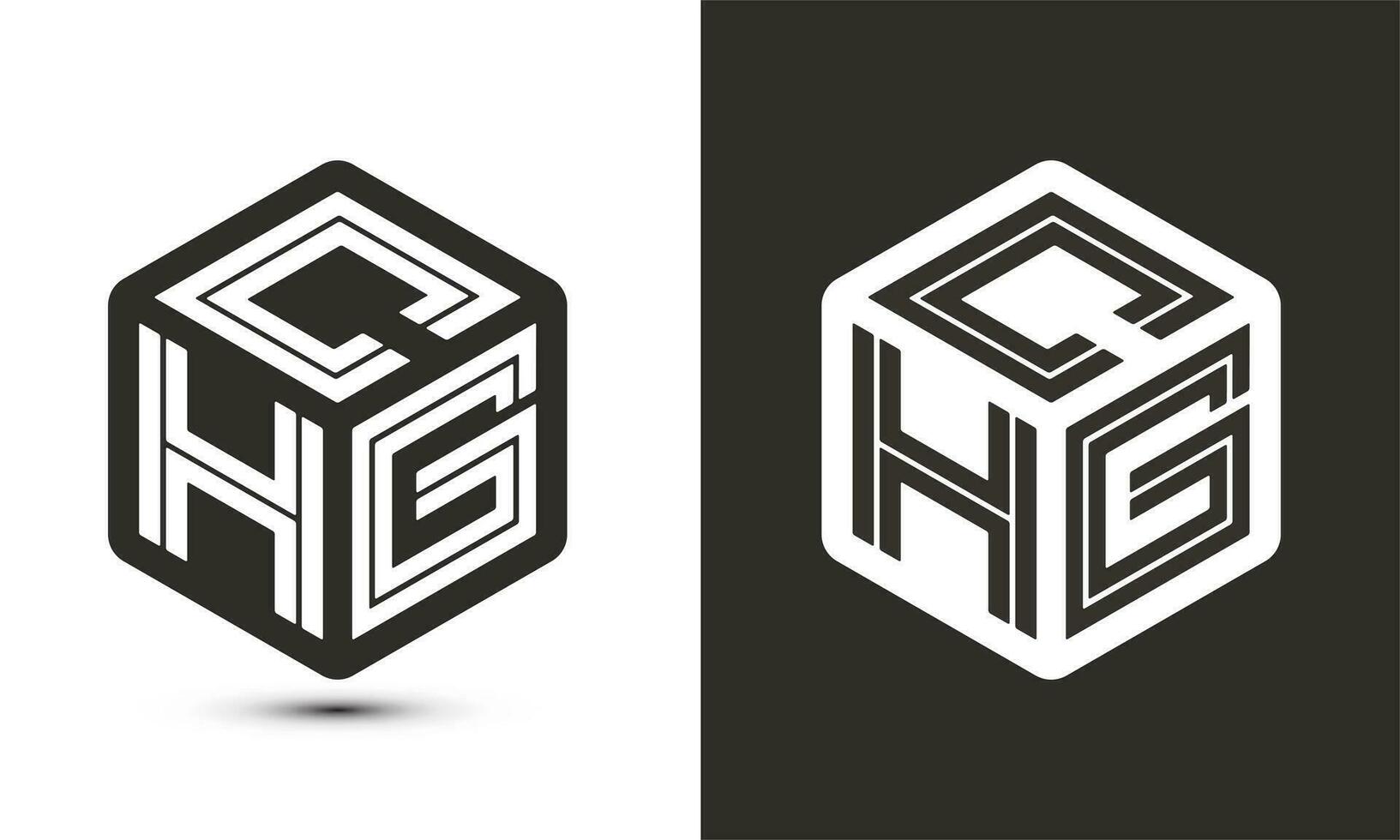 chg brev logotyp design med illustratör kub logotyp, vektor logotyp modern alfabet font överlappning stil.