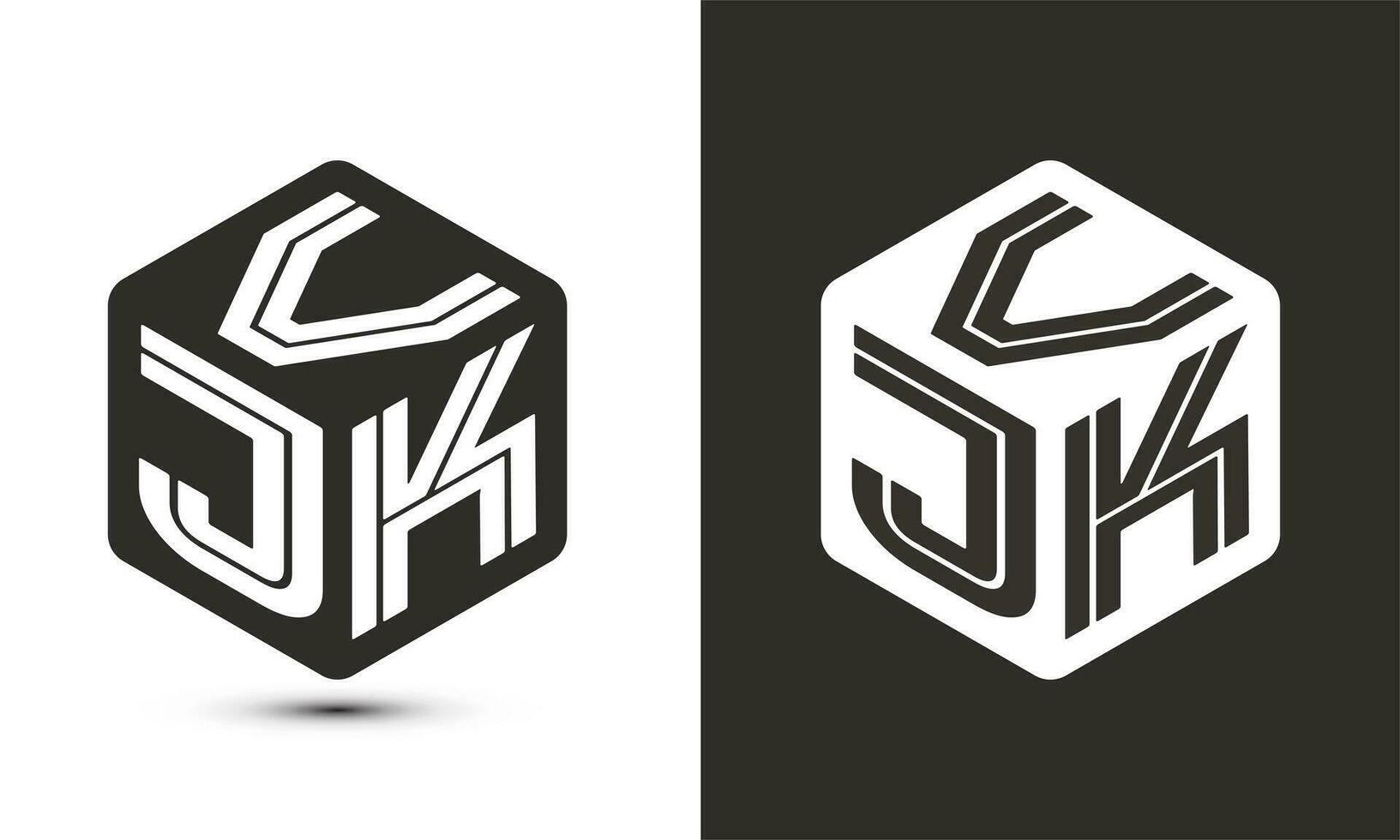 vjk brev logotyp design med illustratör kub logotyp, vektor logotyp modern alfabet font överlappning stil.