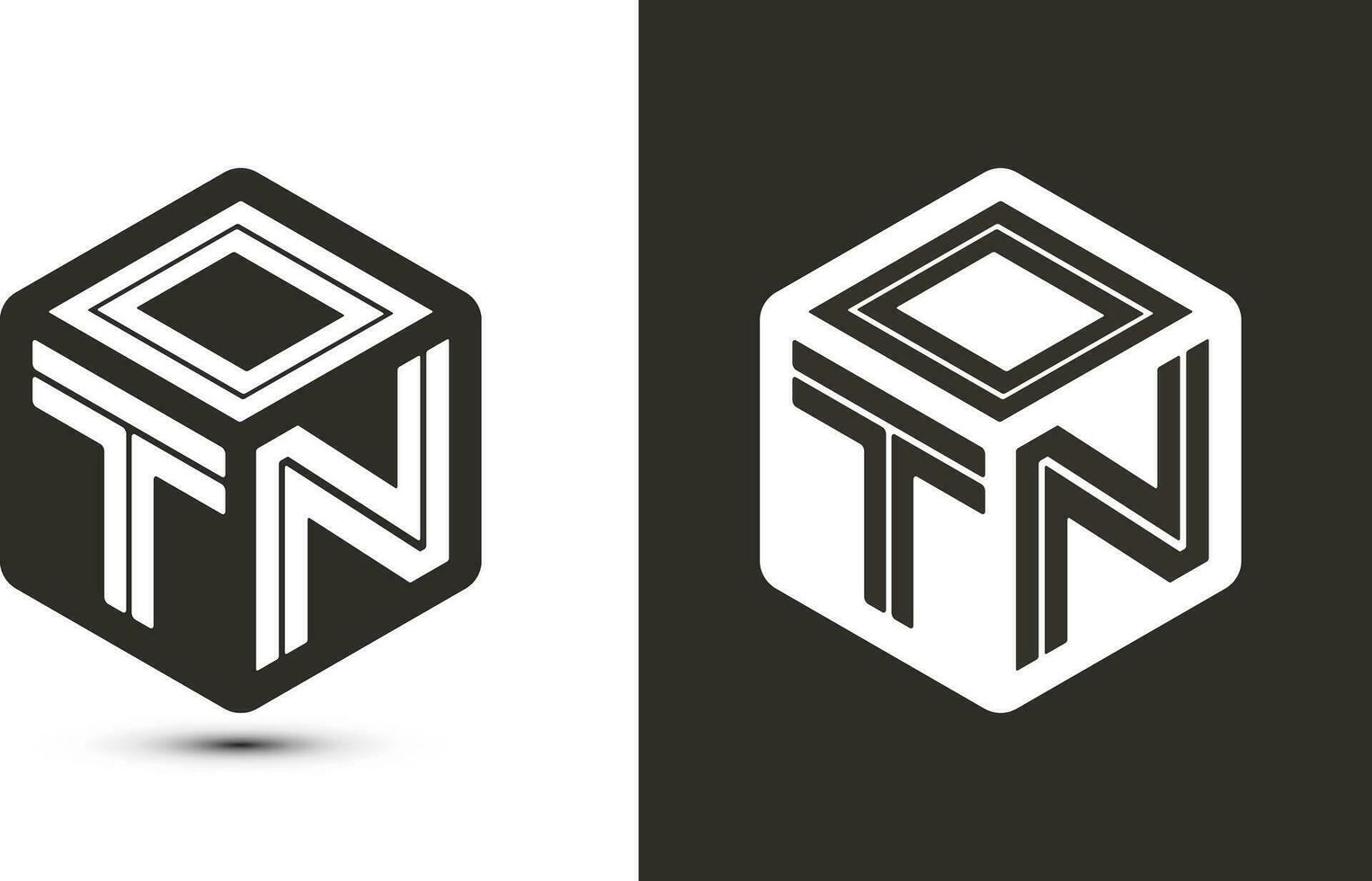 otn brev logotyp design med illustratör kub logotyp, vektor logotyp modern alfabet font överlappning stil.