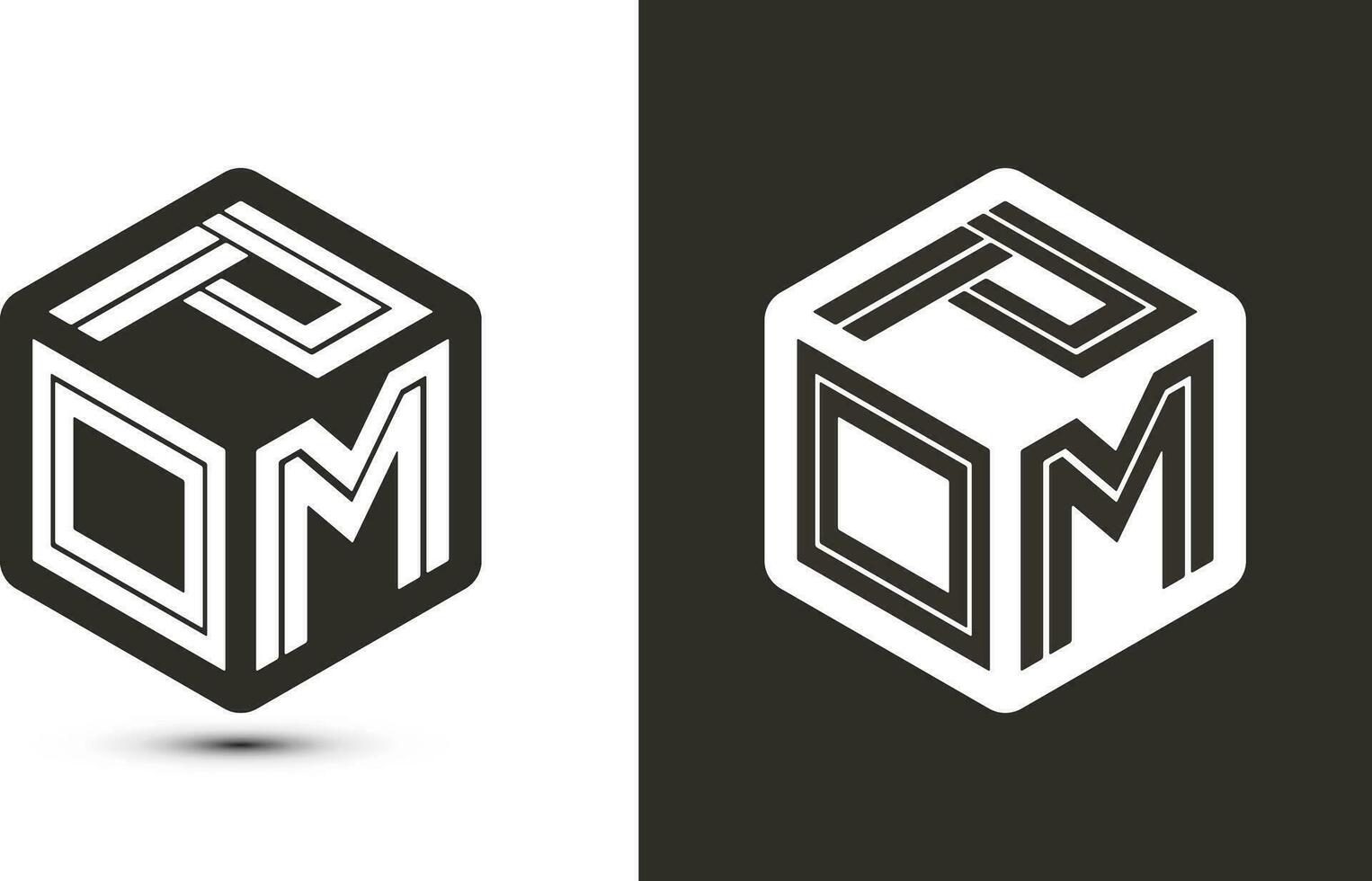 pom Brief Logo Design mit Illustrator Würfel Logo, Vektor Logo modern Alphabet Schriftart Überlappung Stil.