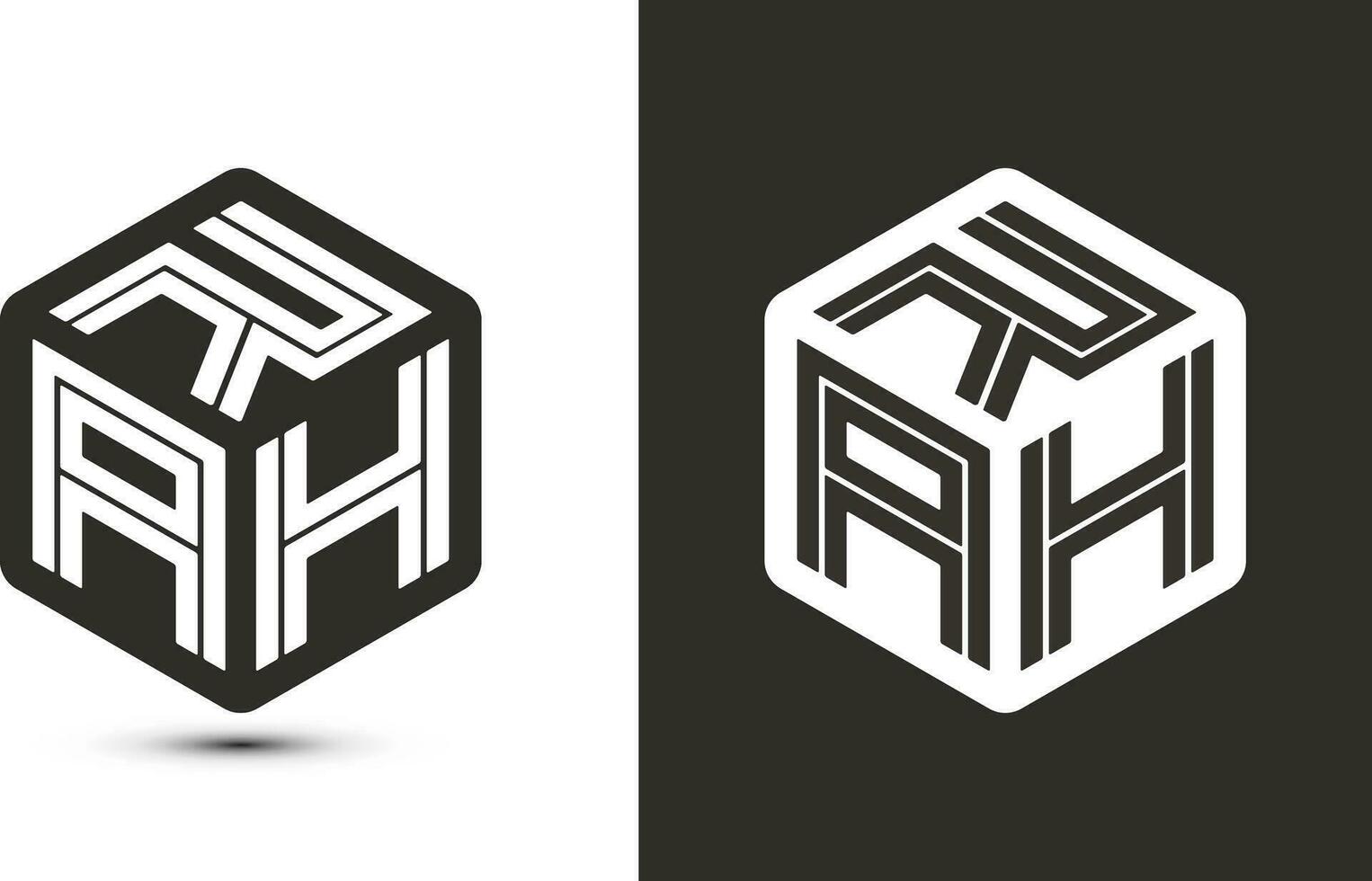 rah brev logotyp design med illustratör kub logotyp, vektor logotyp modern alfabet font överlappning stil.