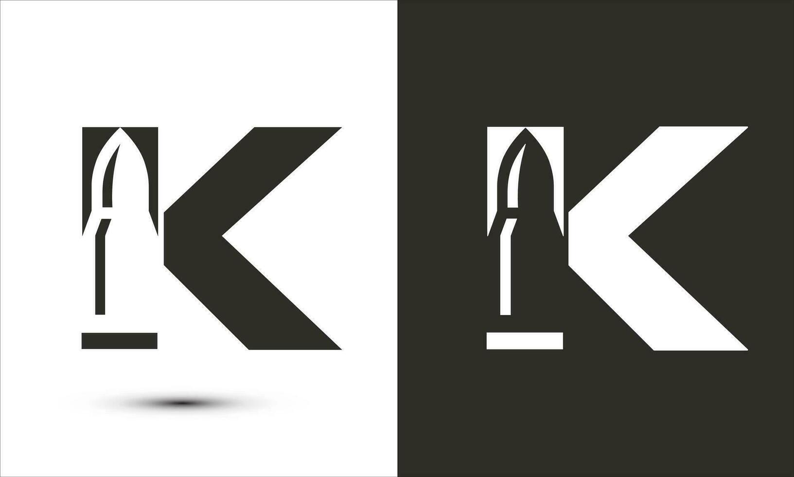 modern Illustration Logo Design Initiale k kombinieren mit Kugel Schuss. vektor