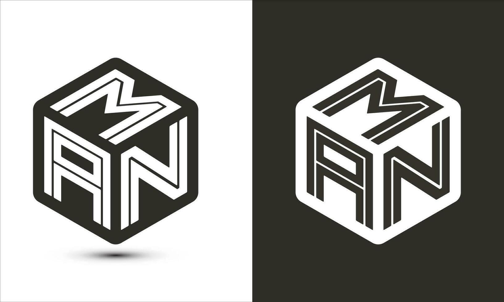 man brev logotyp design med illustratör kub logotyp, vektor logotyp modern alfabet font överlappning stil.