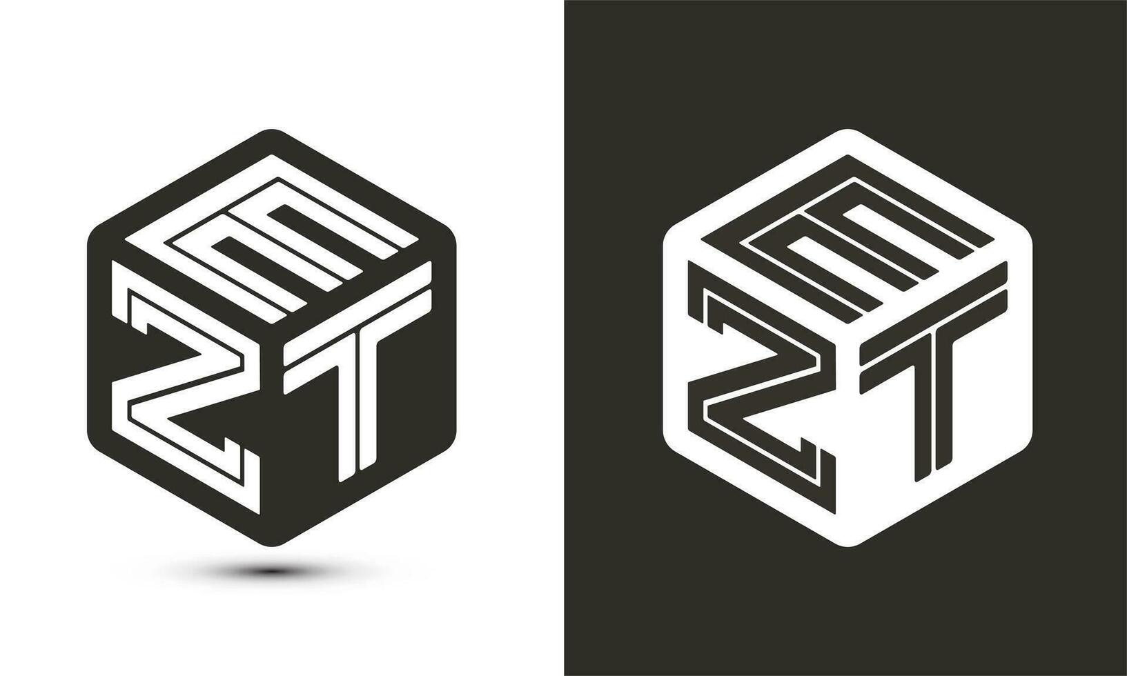 ezt brev logotyp design med illustratör kub logotyp, vektor logotyp modern alfabet font överlappning stil.