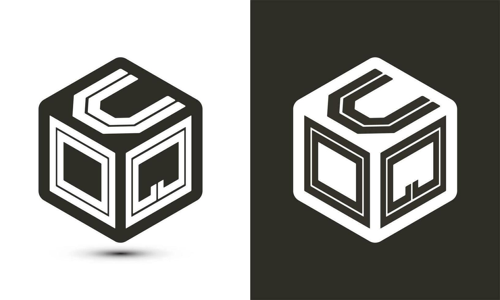 uoq brev logotyp design med illustratör kub logotyp, vektor logotyp modern alfabet font överlappning stil.