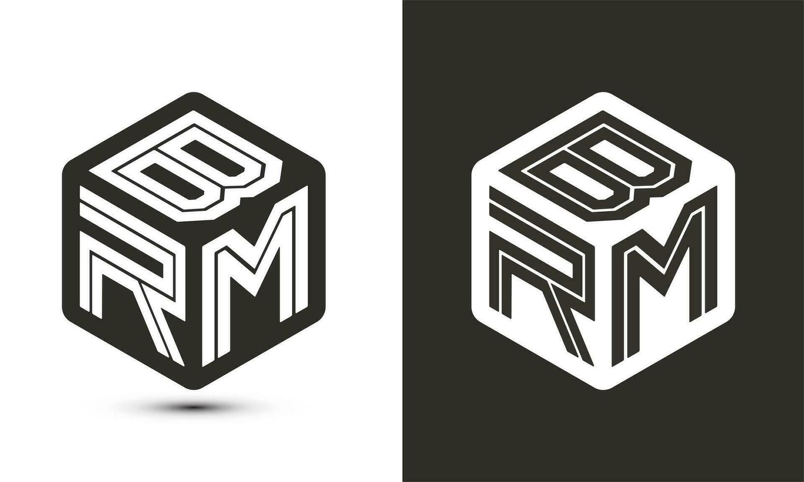 brm brev logotyp design med illustratör kub logotyp, vektor logotyp modern alfabet font överlappning stil.