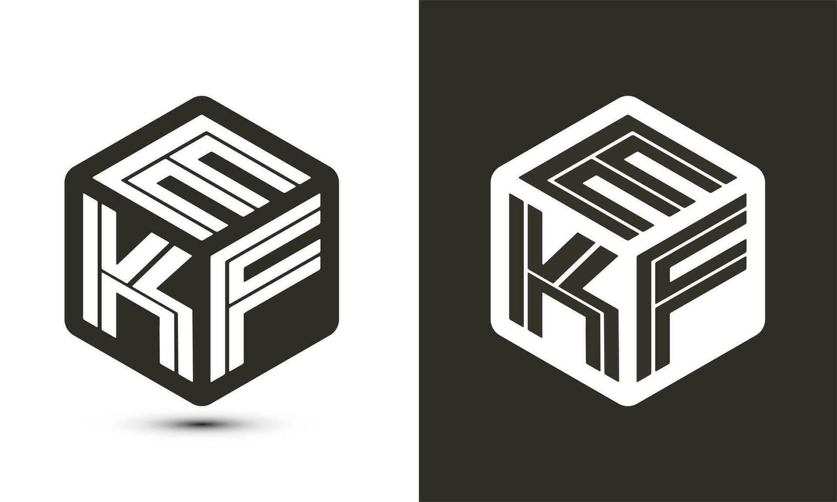 ekf brev logotyp design med illustratör kub logotyp, vektor logotyp modern alfabet font överlappning stil.