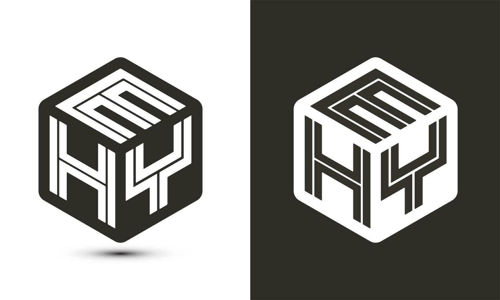 hey Brief Logo Design mit Illustrator Würfel Logo, Vektor Logo modern Alphabet Schriftart Überlappung Stil.