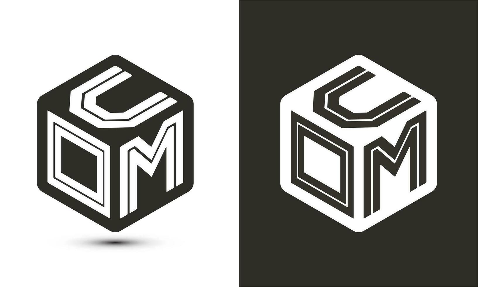 uom brev logotyp design med illustratör kub logotyp, vektor logotyp modern alfabet font överlappning stil.