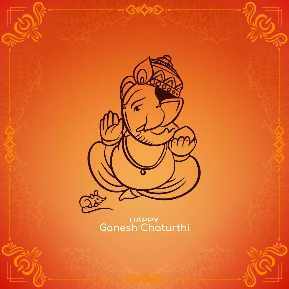 Lycklig ganesh chaturthi indisk festival firande kort vektor