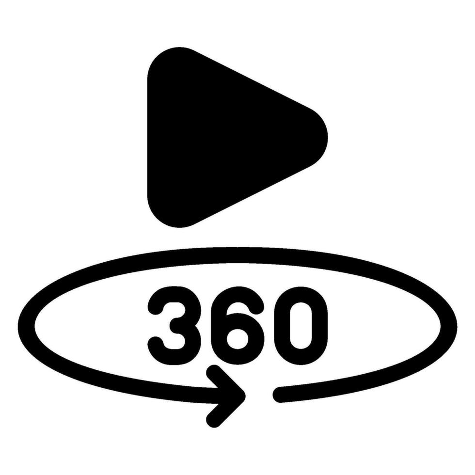 360 video glyf ikon vektor