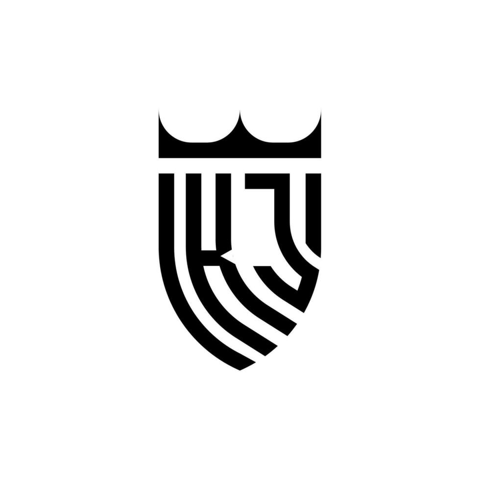 kj krona skydda första lyx och kunglig logotyp begrepp vektor