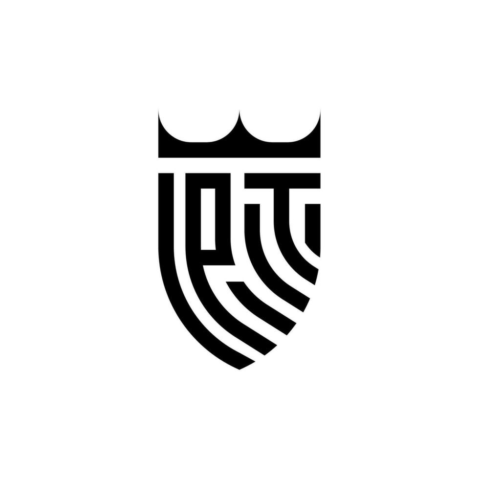 pt krona skydda första lyx och kunglig logotyp begrepp vektor