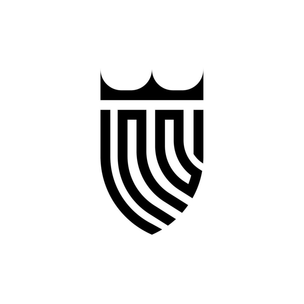Nej krona skydda första lyx och kunglig logotyp begrepp vektor