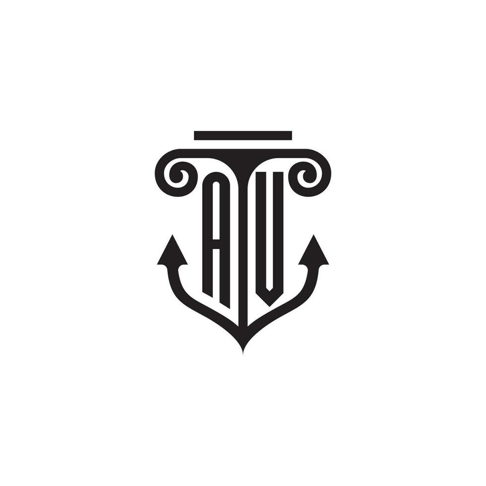 ein V Säule und Anker Ozean Initiale Logo Konzept vektor
