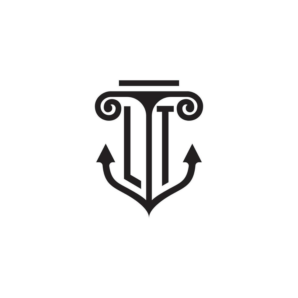 lt Säule und Anker Ozean Initiale Logo Konzept vektor