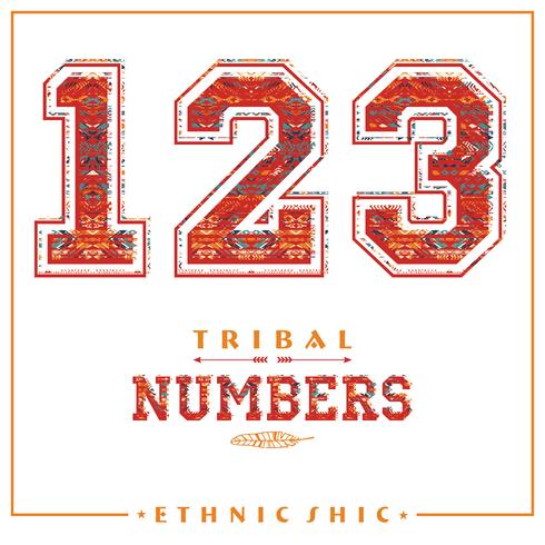 Tribal etniska nummer för t-shirts, affischer, kort och andra användningsområden. vektor