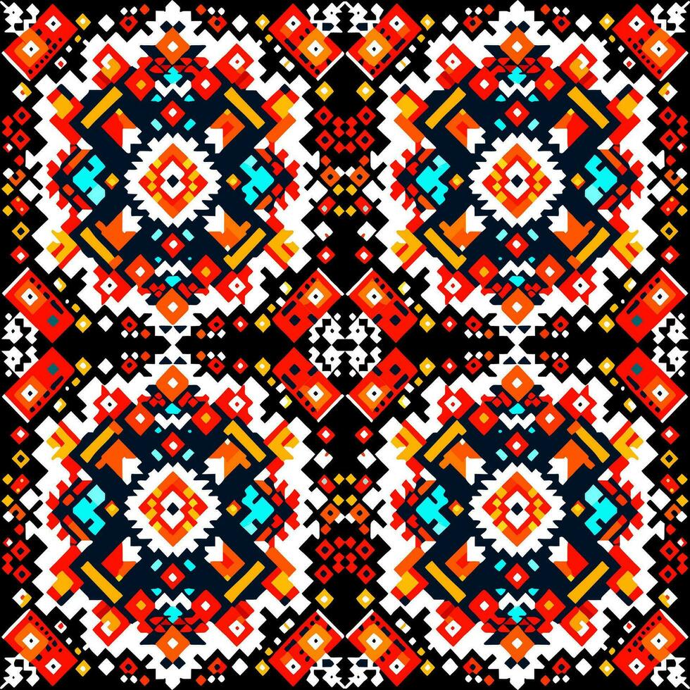 geometrisch ethnisch Muster. Pixel Muster. Design zum Kleidung, Stoff, Hintergrund, Hintergrund, Verpackung, Batik. Strickwaren, Stickerei Stil. aztekisch geometrisch Kunst Ornament print.vector Illustration vektor