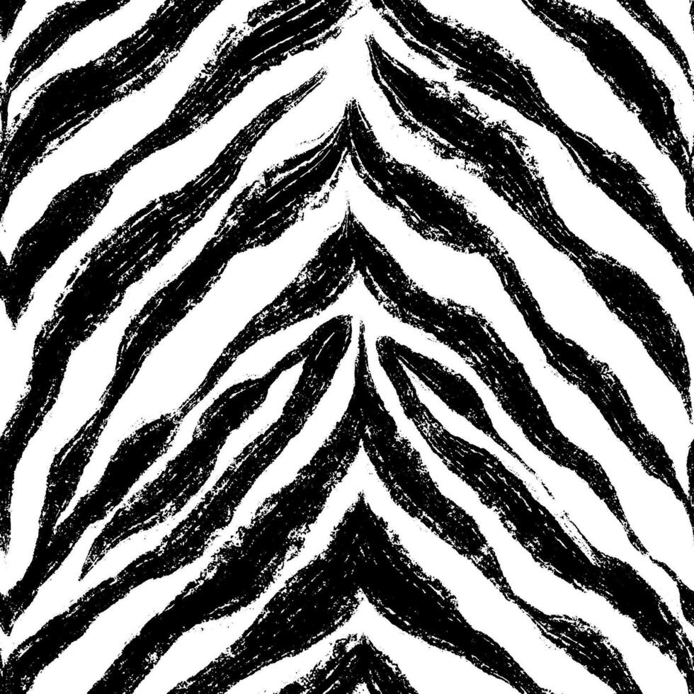 schwarz und Weiß Zebra nahtlos Muster. Textur mit Tier Streifen. Hintergrund gemalt mit Bürste. Streifen mit Grunge bewirken vektor
