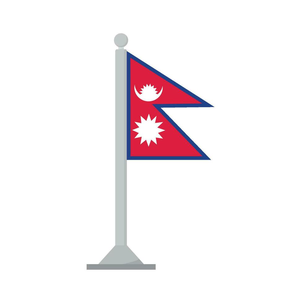 flagga av nepal på flaggstång isolerat vektor