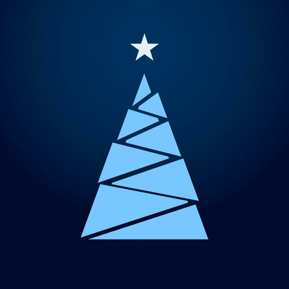 Gruß Karte mit ein minimalistisch Weihnachten Thema im ein geometrisch Stil mit Blau Farbe vektor