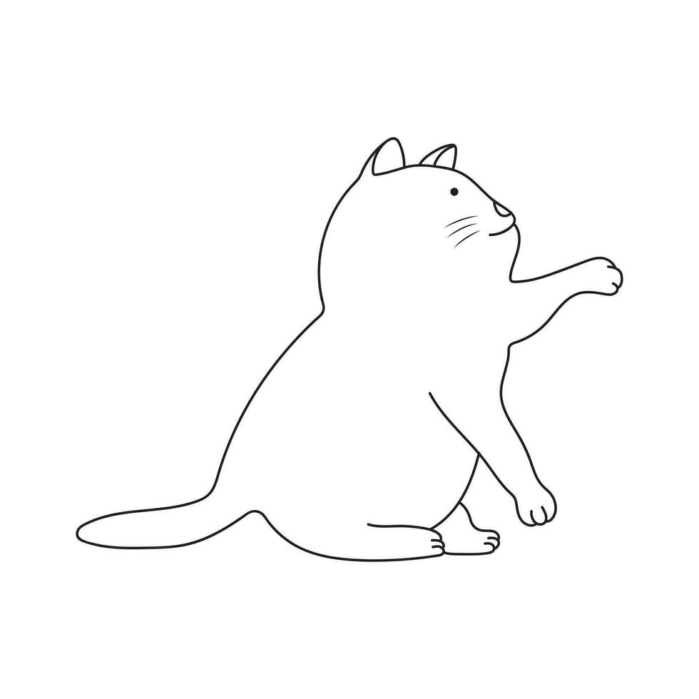 Hand gezeichnet Kinder Zeichnung Vektor Illustration süß Katze spielen Symbol im Gekritzel Stil