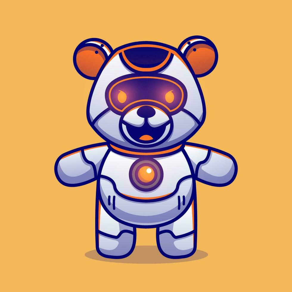 süß Teddy Bär Roboter Karikatur Vektor Symbol Illustration. Tier Wissenschaft Symbol Konzept isoliert Prämie Vektor. eben Karikatur Stil