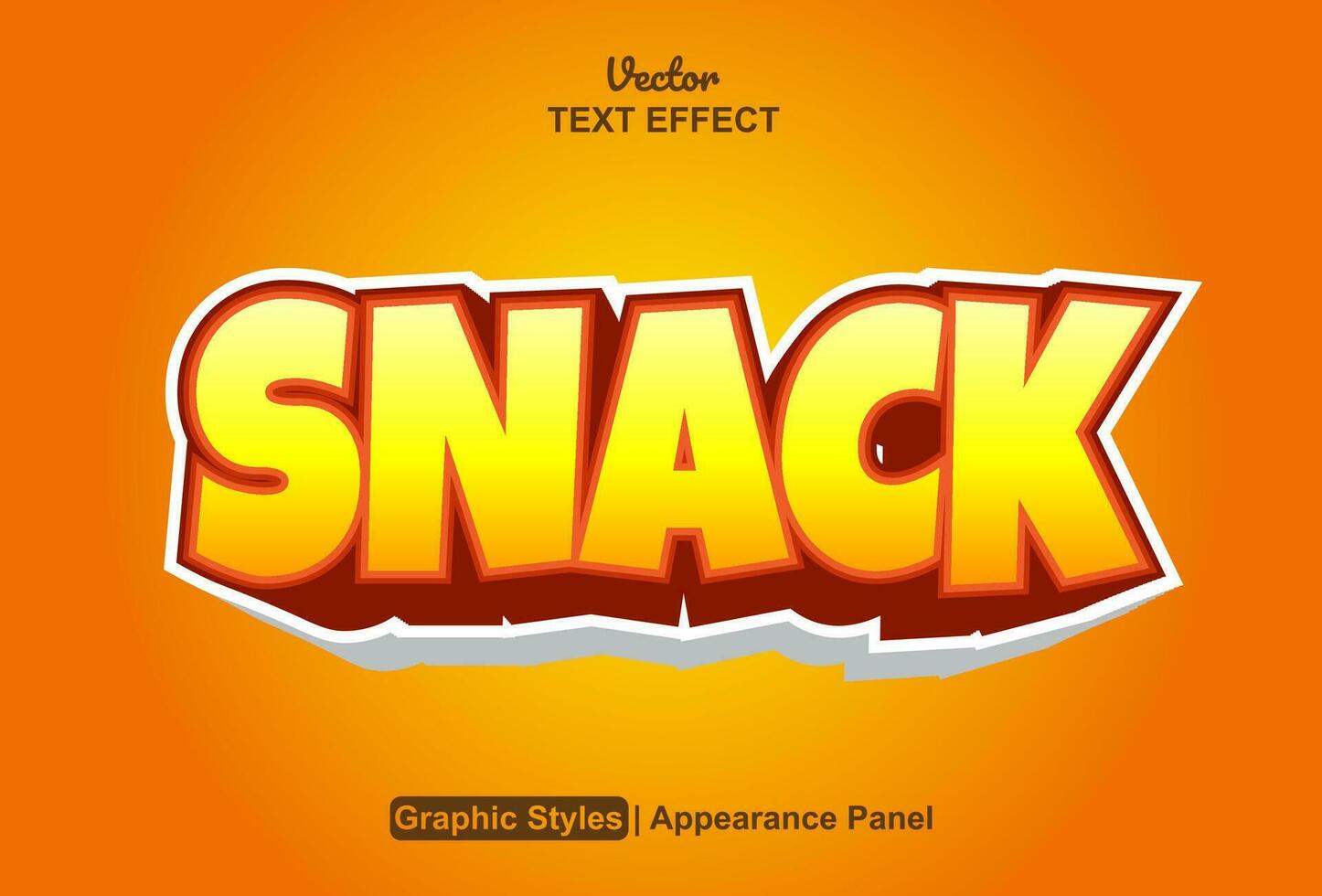 Snack Text bewirken mit Orange Grafik Stil und editierbar. vektor